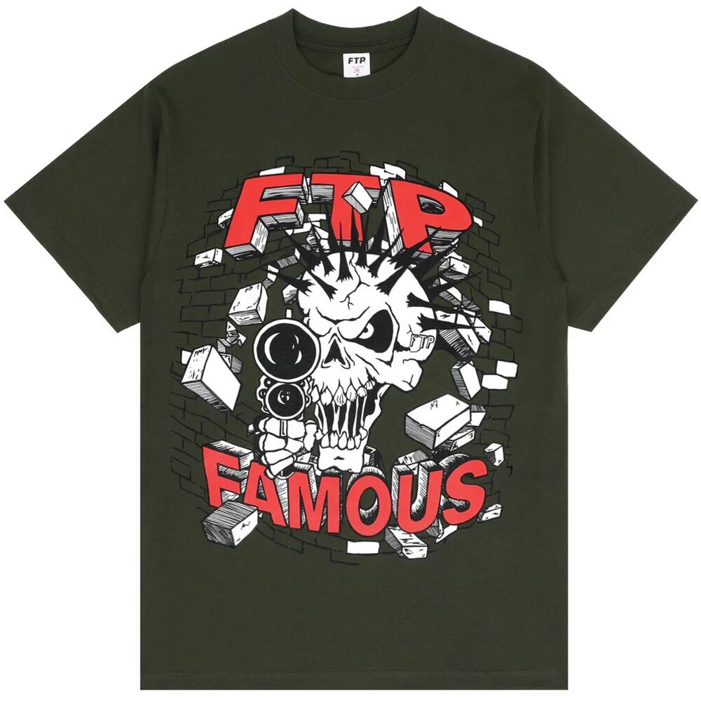 FTP + FAMOUS SKULL TEE (HUNTER GREEN) size XL
